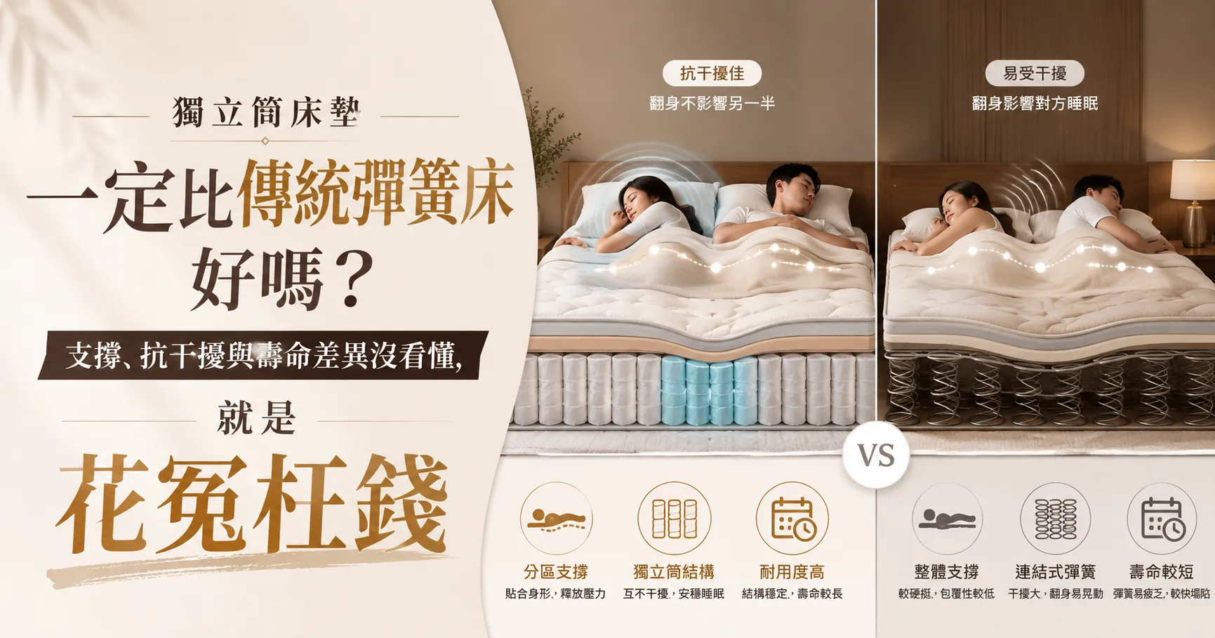 獨立筒床墊缺點大公開！不是人人都適合，彈簧床差別與選購迷思一次看懂-1
