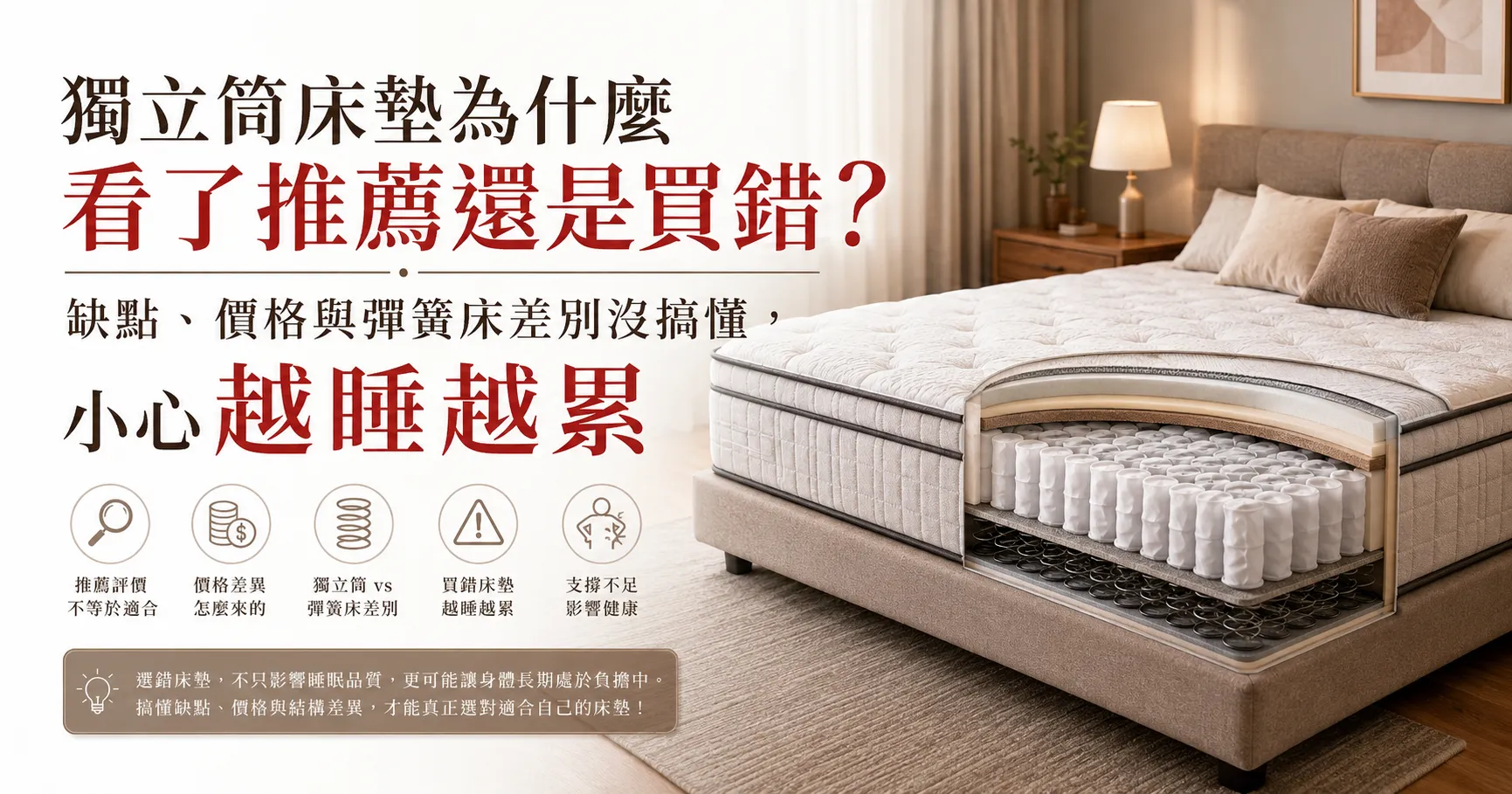 獨立筒床墊別急著買！推薦、缺點、價格與壽命5大選購地雷全拆解-1