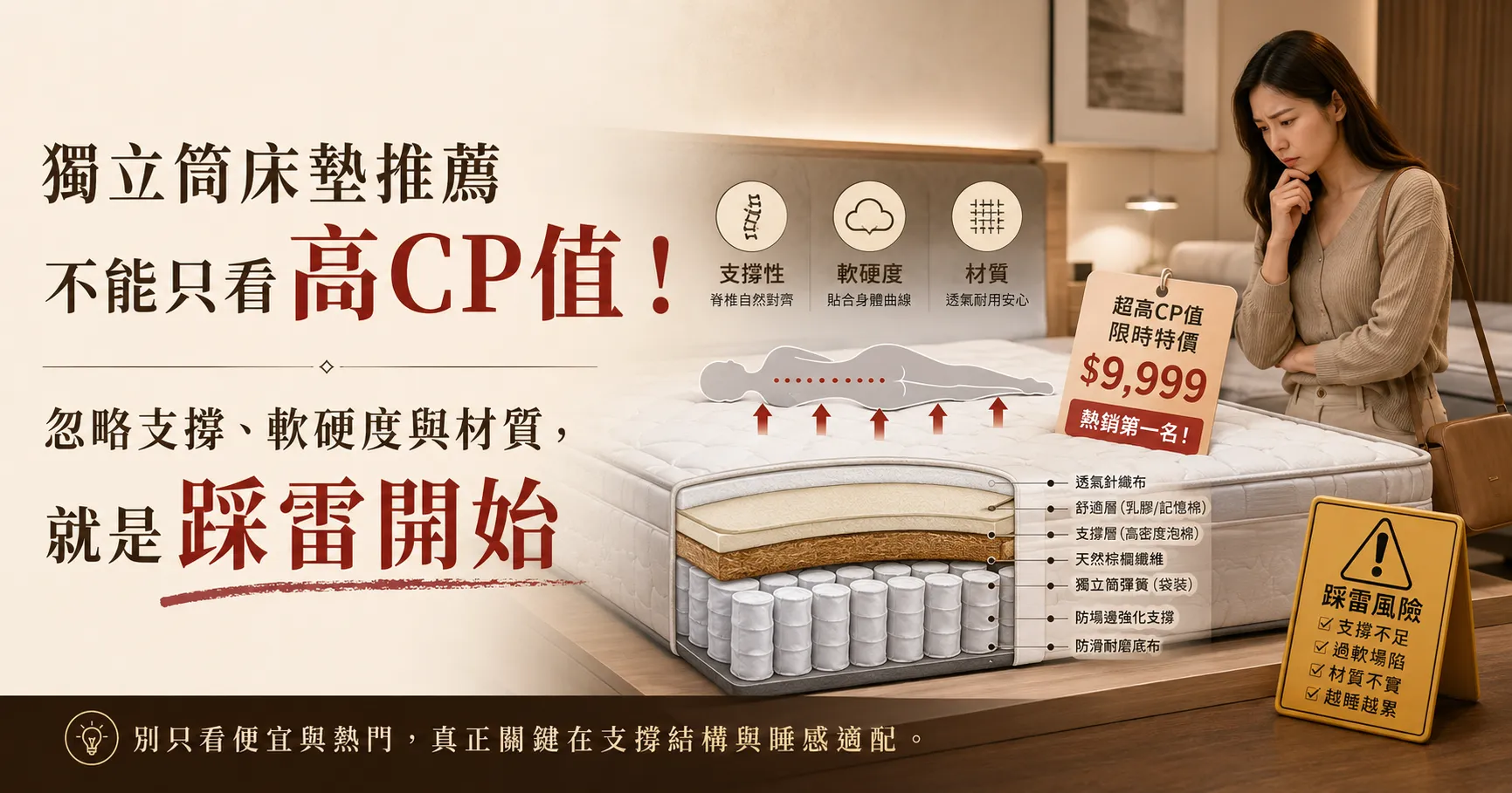 獨立筒床墊推薦真的可信嗎?PTT、Dcard熱門評價與選購陷阱一次看懂-1