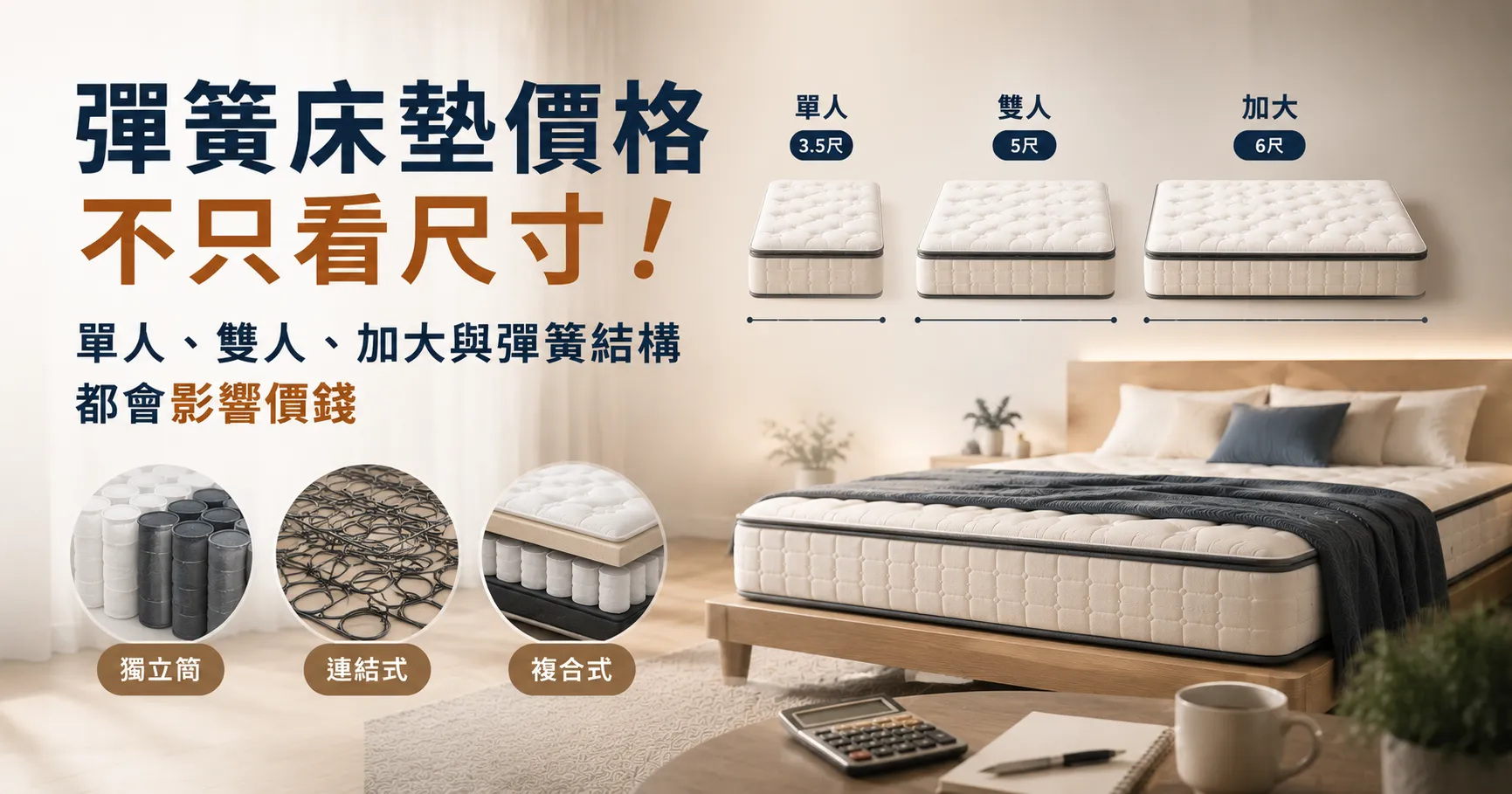 彈簧床墊價格多少合理？單人雙人尺寸、價錢落差與選購重點整理-1