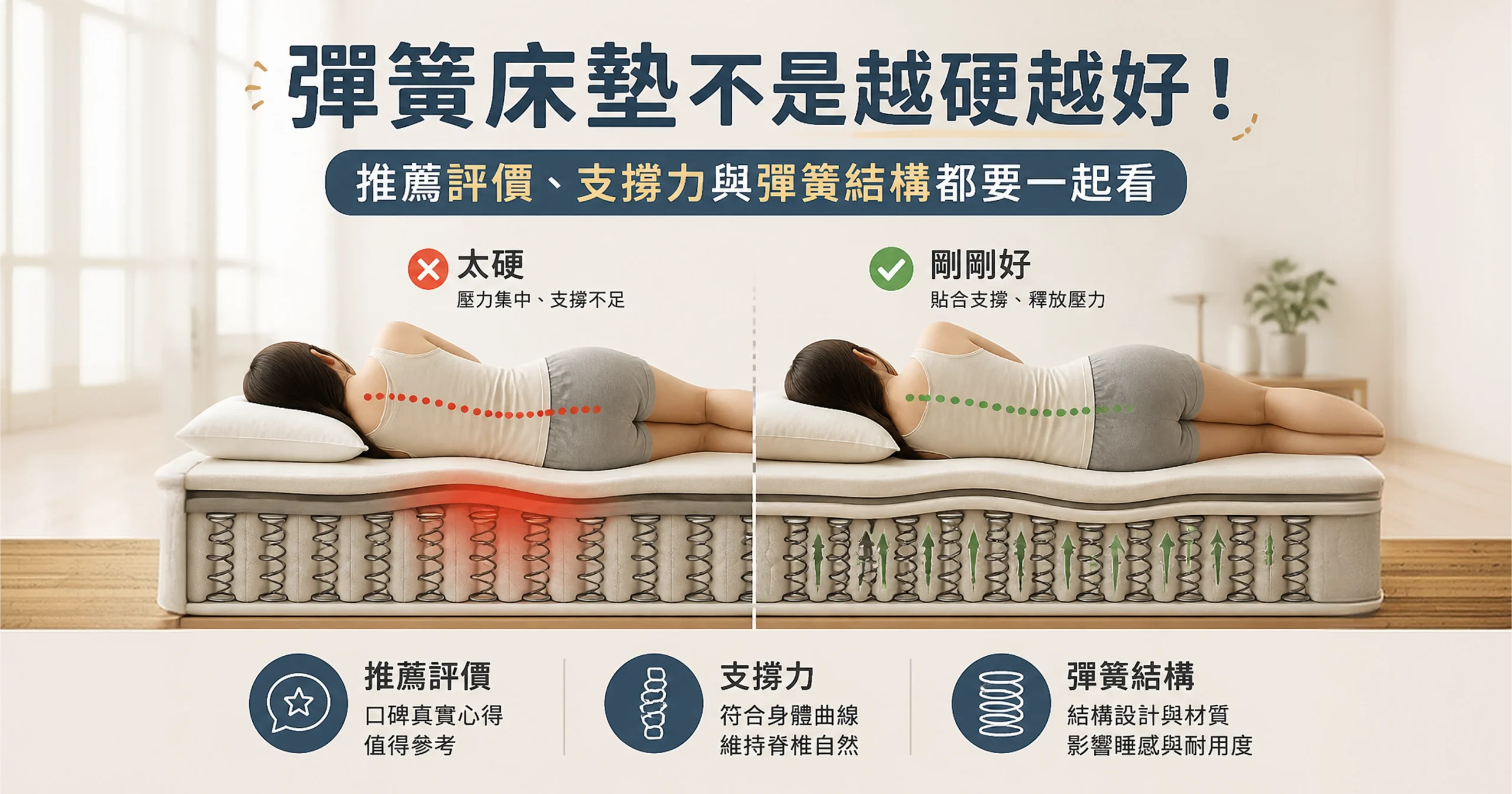 彈簧床墊推薦怎麼選才不踩雷?評價、價格尺寸、支撐力與更換時機一次看懂-1
