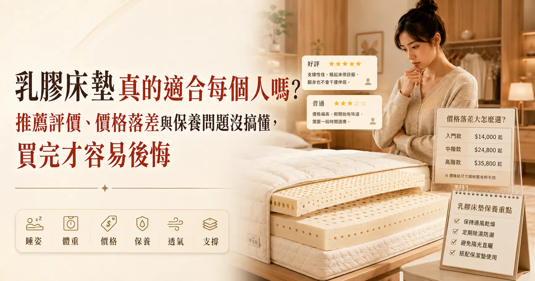 乳膠床墊推薦怎麼選才不後悔?價格、缺點與PTT、Dcard評價一次看懂-1